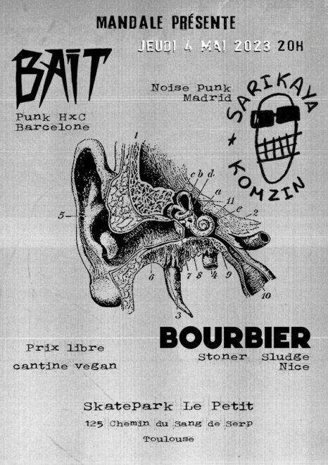 BAIT + Sarikaya Komzim + Bourbier, @ Skatepark Le Petit, jeu 04/05/2023